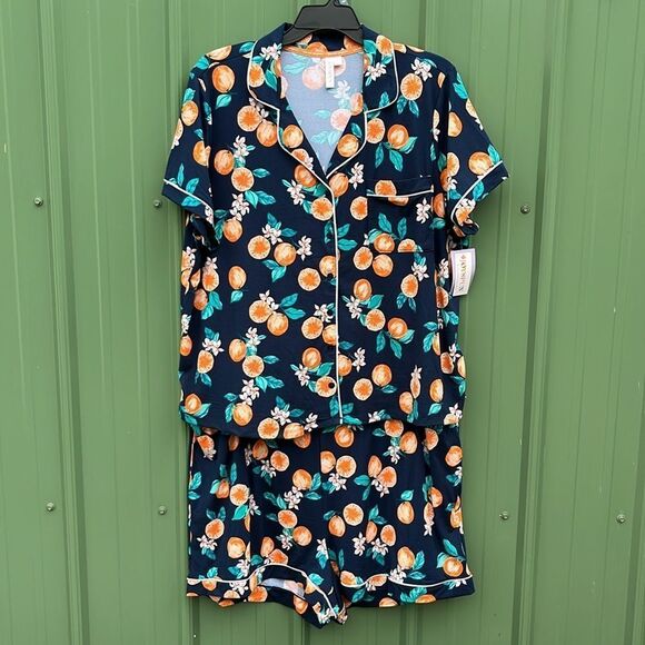 Dreamy Soft Short Sleeve Knit Notch Collar Top & Shorts Pajama 2-Pc Set Size 3X - Picture 1 of 8